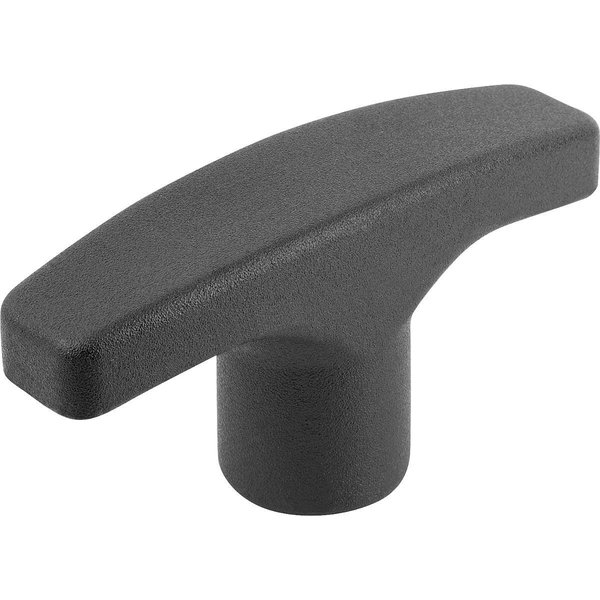 Kipp T-Grip D=M10, A=71, B=19, 5, H=36, Form:K Thermoplastic, Black, Comp:Brass K0180.17110